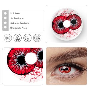 Coloredeye Twin Hex Red Prescription Cosplay Colored Contact Lenses