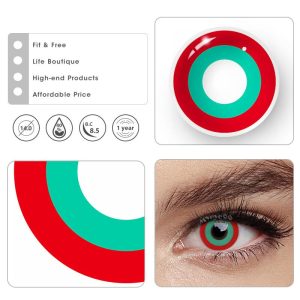Coloredeye Block Red & Green Prescription Cosplay Colored Contact Lenses