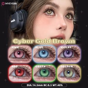 Coloredeye Cyber Gold Brown Prescription Cosplay Colored Contact Lenses