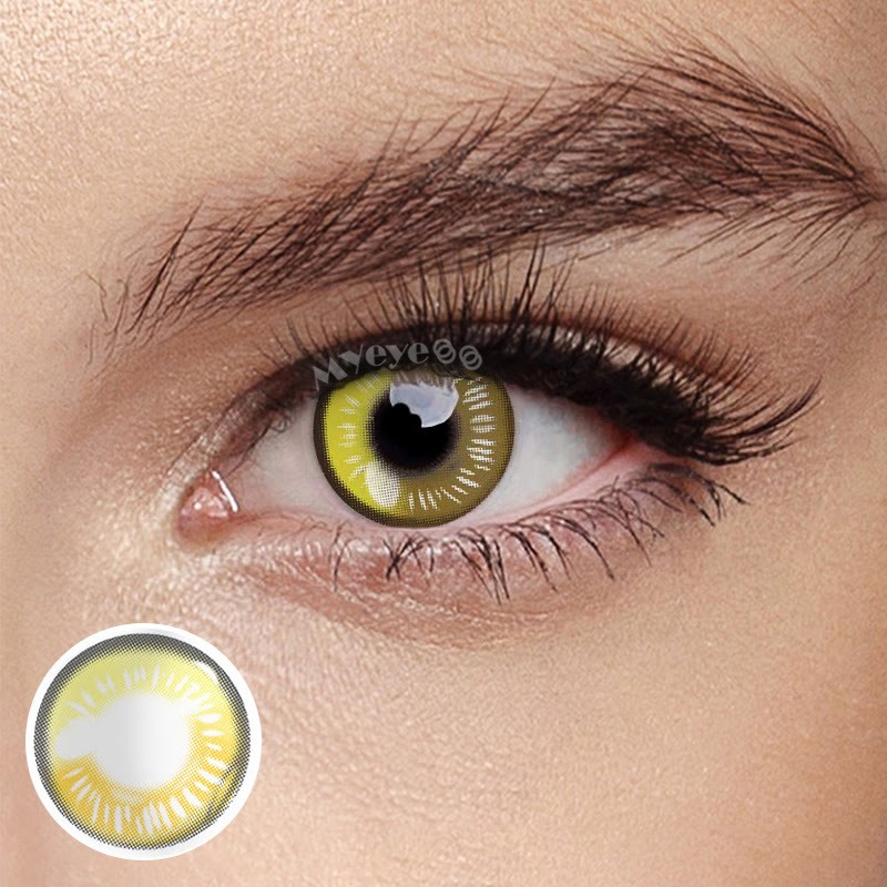 Coloredeye Anime Tear Yellow Prescription Cosplay Colored Contact Lenses