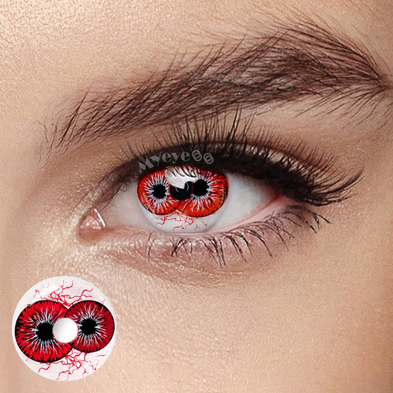 Coloredeye Twin Hex Red Prescription Cosplay Colored Contact Lenses