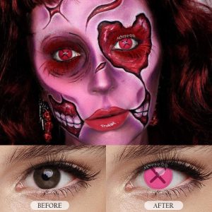 Coloredeye Blind Button Eye Pink Cosplay Colored Contact Lenses