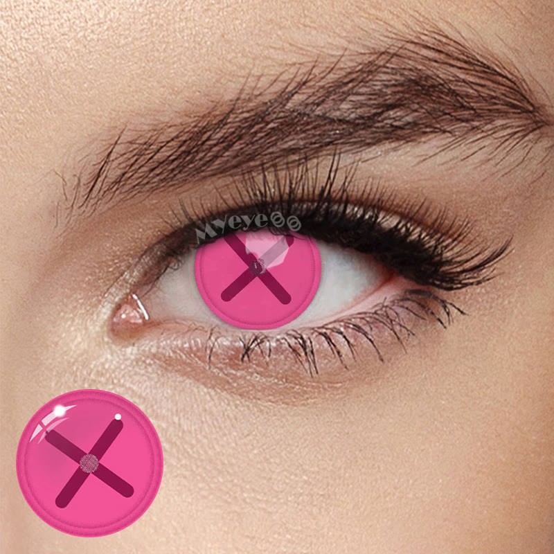 Coloredeye Blind Button Eye Pink Cosplay Colored Contact Lenses