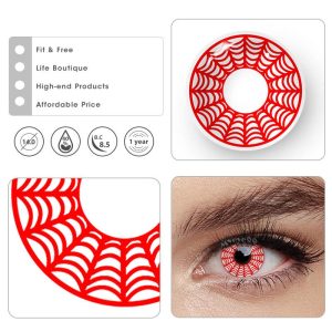 Coloredeye Spider Web Red Prescription Cosplay Colored Contact Lenses