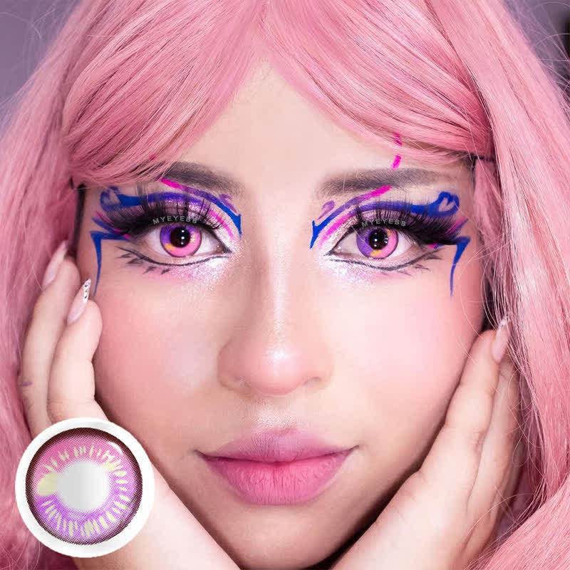 Coloredeye Anime Tear Pink Prescription Cosplay Colored Contact Lenses