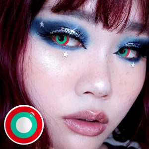 Coloredeye Block Red & Green Prescription Cosplay Colored Contact Lenses