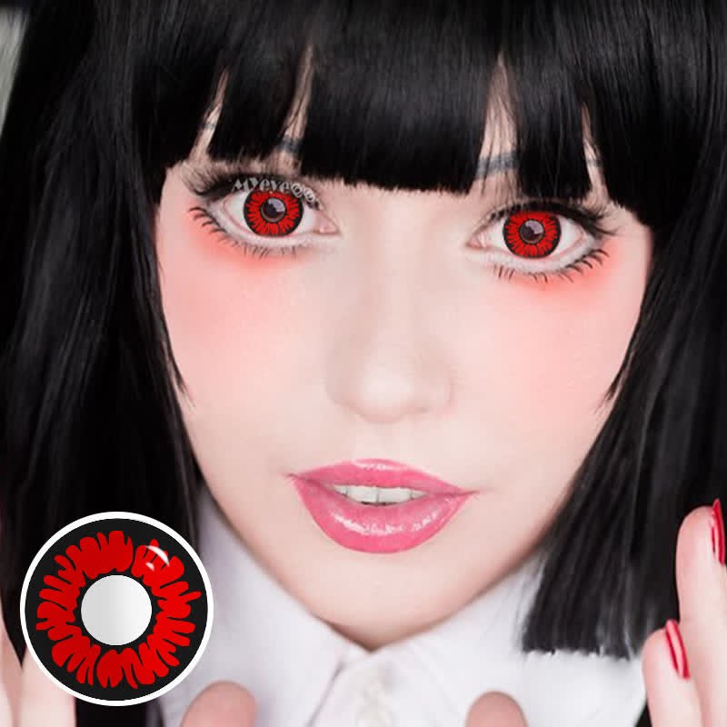 Coloredeye Peony Red Prescription Cosplay Colored Contact Lenses