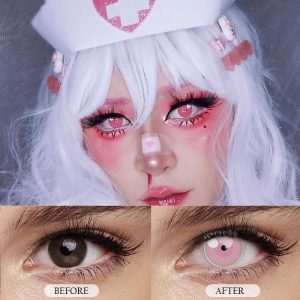 Coloredeye Blind Cloud Rim Pink Prescription Cosplay Colored Contact Lenses