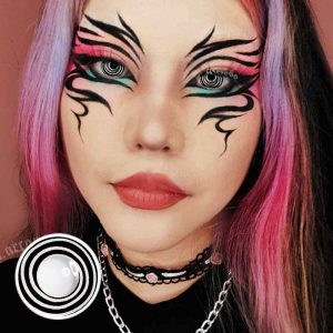 Coloredeye Black White Spiral Prescription Cosplay Colored Contact Lenses