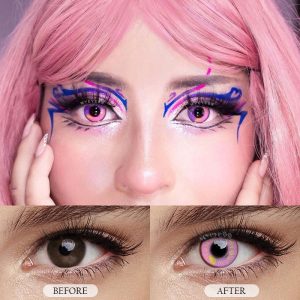 Coloredeye Anime Tear Pink Prescription Cosplay Colored Contact Lenses