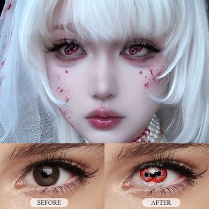 Coloredeye Twin Hex Red Prescription Cosplay Colored Contact Lenses