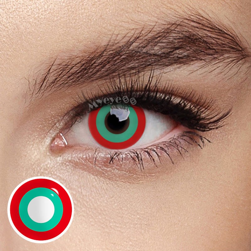 Coloredeye Block Red & Green Prescription Cosplay Colored Contact Lenses