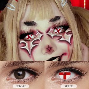 Coloredeye Blind Red Cross Cosplay Colored Contact Lenses
